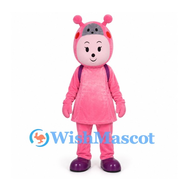 Butterfly Mascot Costume in Pink with Transparent Wings