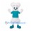 Bone Mascot Costume in White with Teal Shirt