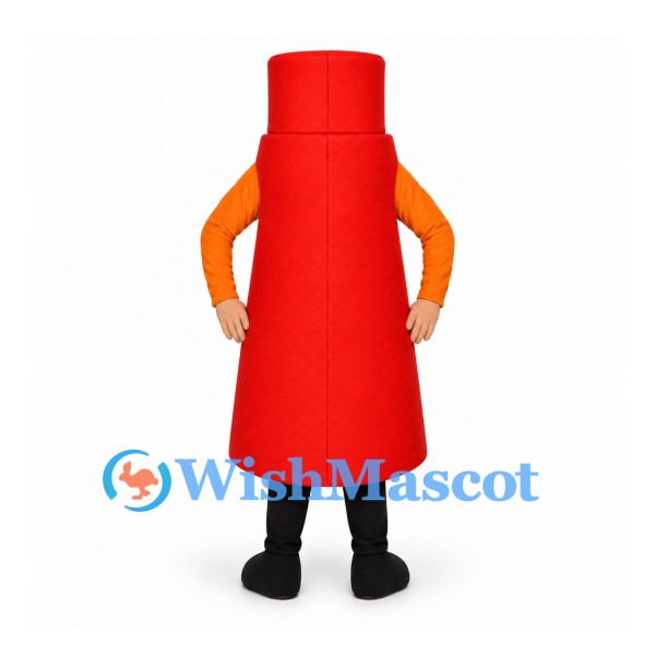 Ketchup Bottle Mascot Costume in Red with Food Label