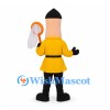 Monk Mascot Costume with Yellow Robe and Black Cap