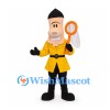 Monk Mascot Costume with Yellow Robe and Black Cap