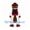 Beaver Mascot Costume with Black Hat and Embroidered Folk Outfit