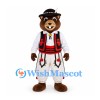 Beaver Mascot Costume with Black Hat and Embroidered Folk Outfit