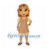 Cavewoman Mascot Costume with Tan Dress and Curly Hair