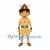 Caveman Mascot Costume with Tan Tunic and Horned Hat