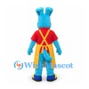 Rabbit Mascot Costume in Blue with Yellow Apron