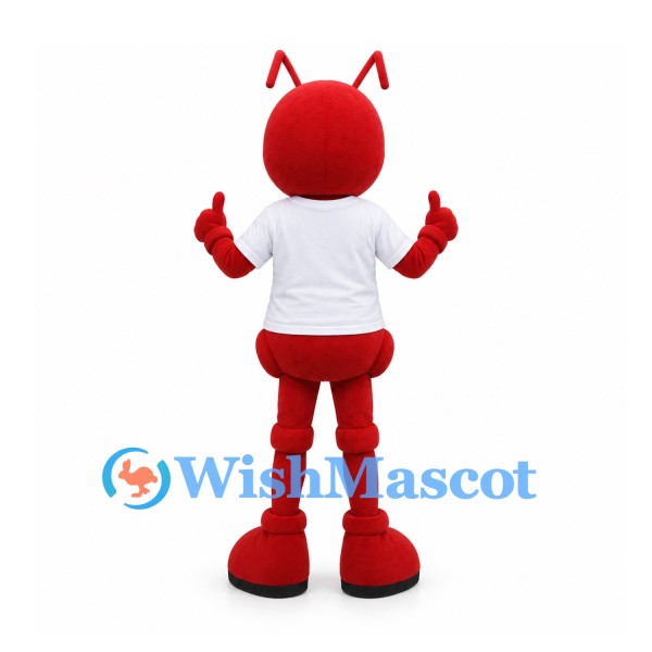 Ant Mascot Costume in Red with White Shirt