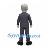 Businessman Mascot Costume with Gray Suit and Orange Tie