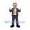 Businessman Mascot Costume with Gray Suit and Orange Tie