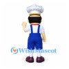 Chef Mascot Costume with White Hat and Blue Overalls