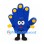 Hand Mascot Costume in Blue with Yellow Fingertips