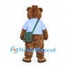Bear Mascot Costume with Blue Shirt and Shoulder Bag