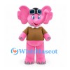 Elephant Mascot Costume in Pink with Aviator Goggles