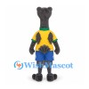 Ostrich Mascot Costume with Yellow Shirt and Blue Shorts