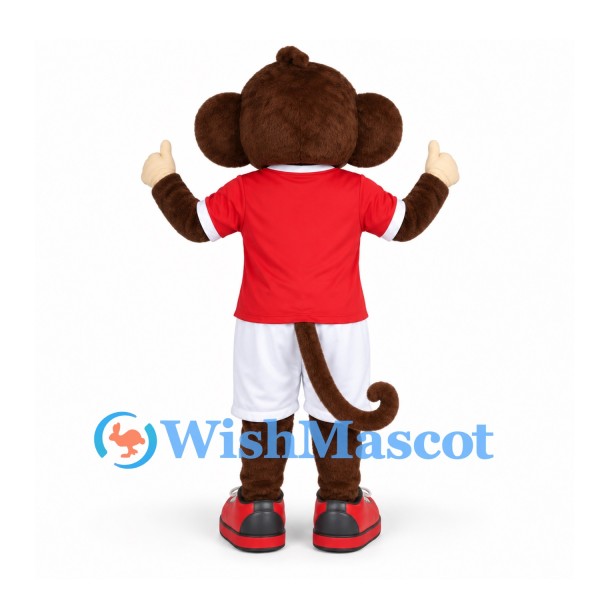 Monkey Mascot Costume with Red Shirt and White Shorts