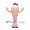 Ice Cream Cone Mascot Costume in Pink with Glasses and Bow