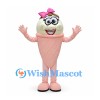Ice Cream Cone Mascot Costume in Pink with Glasses and Bow