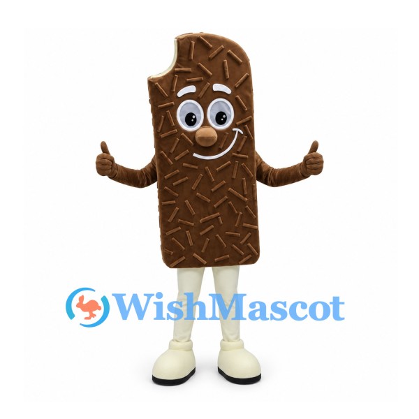Chocolate Ice Cream Bar Mascot Costume with Bite Detail