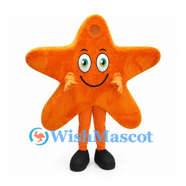 Starfish Mascot Costume in Orange with Smiling Face