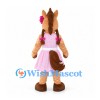 Horse Mascot Costume with Pink Dress and Flower Hair Clip