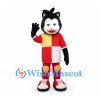 Cat Mascot Costume with Red and Yellow Patchwork Outfit