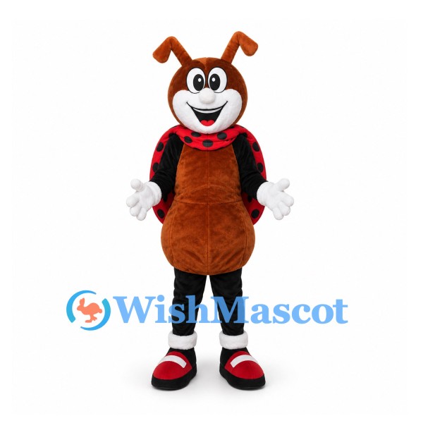 Ladybug Mascot Costume with Red and Black Spotted Wings