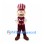 Chef Mascot Costume with Burgundy Apron and Striped Hat