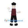 Man Mascot Costume with Black Beret and Burgundy Vest