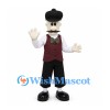 Man Mascot Costume with Black Beret and Burgundy Vest