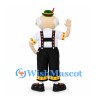 Folk Dancer Mascot Costume with Green Hat and Embroidered Vest
