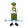 Folk Dancer Mascot Costume with Green Lederhosen and Hat