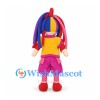 Clown Mascot Costume with Multicolor Hair and Pink Pants