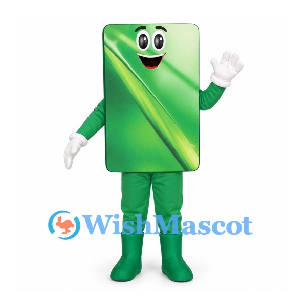Smartphone Mascot Costume in Green with Gradient Screen