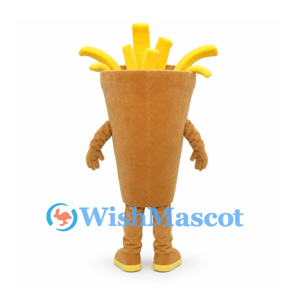 French Fries Mascot Costume in Brown Carton with Smiling Face