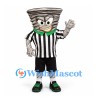 Tornado Mascot Costume with Referee Shirt and Black Shorts
