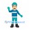 Road Worker Mascot Costume with Teal Uniform and Reflective Stripes