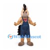 Horse Mascot Costume with Navy Overalls and Bandana