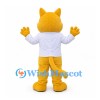 Cat Mascot Costume in Yellow with White Chef Jacket
