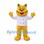 Cat Mascot Costume in Yellow with White Chef Jacket