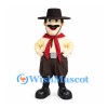 Cowboy Mascot Costume with Black Hat and Brown Pants