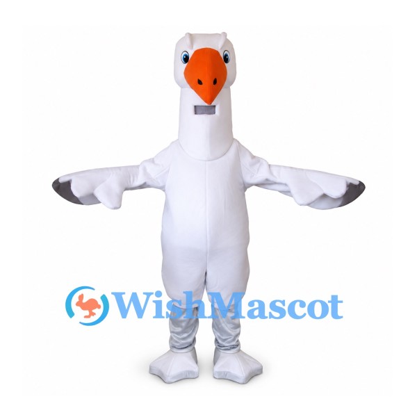 Goose Mascot Costume in White with Gray Wing Tips