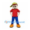 Boy Mascot Costume with Green Cap and Red Shirt