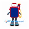 Robot Mascot Costume in Red and Blue with Control Panel