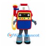 Robot Mascot Costume in Red and Blue with Control Panel