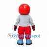 Motorcycle Rider Mascot Costume with Red Helmet and Pants