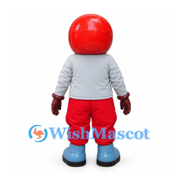 Motorcycle Rider Mascot Costume with Red Helmet and Pants