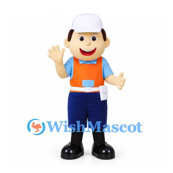 Sailor Mascot Costume with White Cap and Orange Life Vest