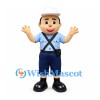 Sailor Mascot Costume with White Cap and Navy Suspenders