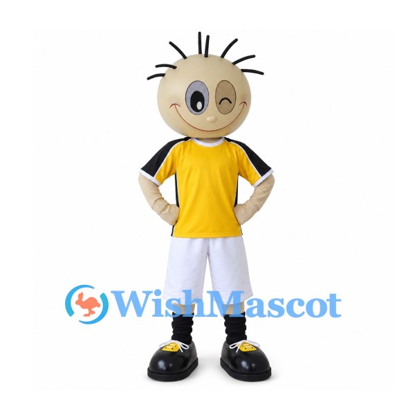 Scarecrow Mascot Costume with Yellow Shirt and White Shorts