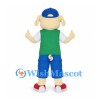 Dog Mascot Costume with Blue Cap and Green Shirt